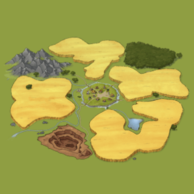 Map of a 15-cropper village with its surrounding crop fields