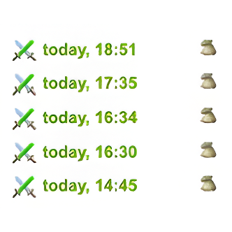 Raid reports from a farm list sent through the day